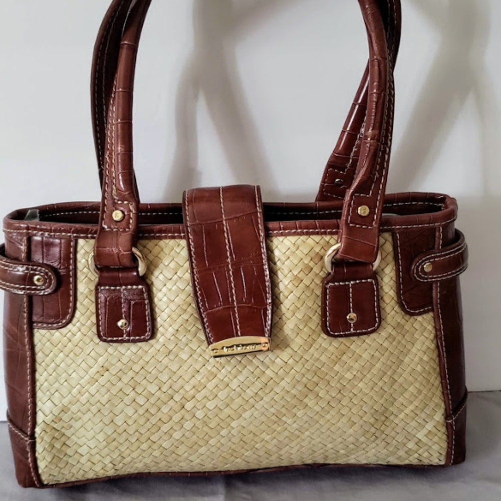 Liz Claiborne Straw Purse Tan and Brown NWOT